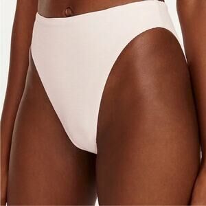 New J. Crew Pink Ribbed High Rise Cheeky Bikini Swim Bathing Suit Bottom Small